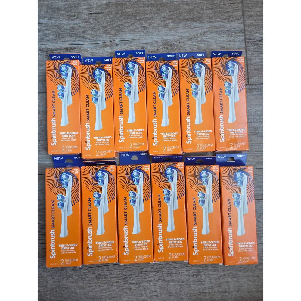 Lot of 12 Spinbrush Smart Clean Replacement Heads Soft Dual Action 24 Refills